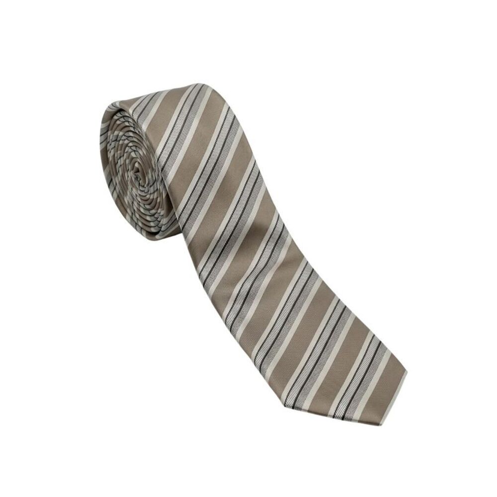 Armani Collezioni Mens Taupe / White / Black Diagonal Stripe Neck Tie